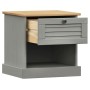 Comodino VIGO Grigio 42x35x42 cm in Legno Massello di Pino