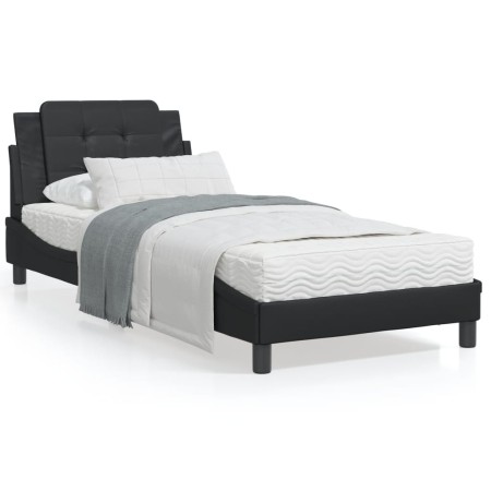 Letto con Materasso Nero 90x200 cm in Similpelle