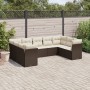 Set Divani da Giardino 9pz con Cuscini Marrone in Polyrattan