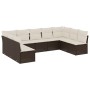 Set Divani da Giardino 9pz con Cuscini Marrone in Polyrattan