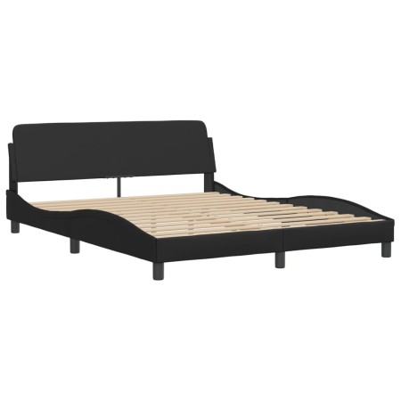 Letto con Materasso Nero 160x200 cm in Similpelle