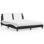 Letto con Materasso Nero e Bianco 160x200cm Similpelle