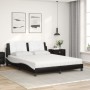 Letto con Materasso Nero e Bianco 160x200cm Similpelle