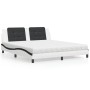 Letto con Materasso Bianco e Nero 180x200cm Similpelle