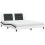 Letto con Materasso Bianco e Nero 180x200cm Similpelle