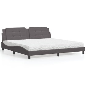 Letto con Materasso Grigio 200x200 cm in Similpelle