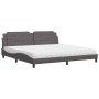 Letto con Materasso Grigio 200x200 cm in Similpelle