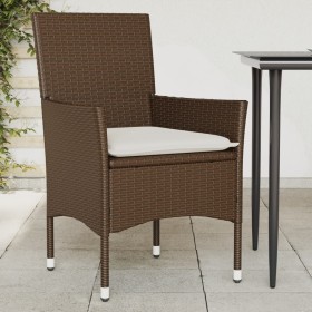 Sedie da Giardino con Cuscini 2 pz Marroni in Polyrattan