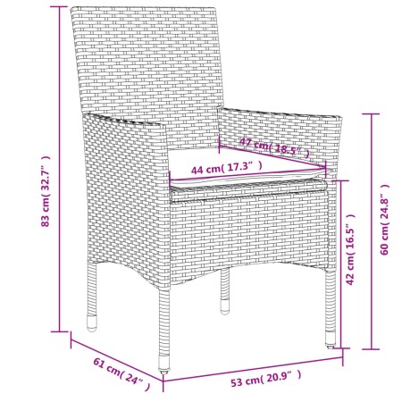 Sedie da Giardino con Cuscini 2 pz Marroni in Polyrattan