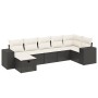 Set Divani da Giardino con Cuscini 7pz Nero Polyrattan