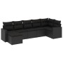 Set Divani da Giardino con Cuscini 7pz Nero Polyrattan