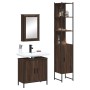 Set Mobili da Bagno 3 pz Rovere Marrone in Legno Multistrato