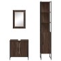 Set Mobili da Bagno 3 pz Rovere Marrone in Legno Multistrato