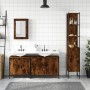 Set Mobili da Bagno 4 pz Rovere Fumo in Legno Multistrato