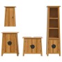 Set Mobili da Bagno 4 pz in Legno Massello di Pino