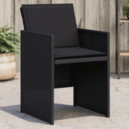 Sedie da Giardino con Cuscini 4 pz Nere in Polyrattan