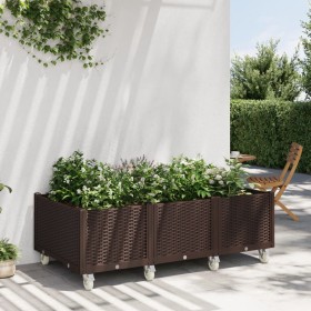 Fioriera da Giardino con Ruote Marrone 150x80x54 cm in PP