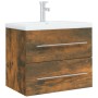 Mobile Bagno con Lavabo Integrato Rovere Fumo Legno Multistrato