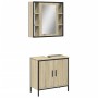 Set Mobili da Bagno 2 pz Rovere Sonoma in Legno Multistrato