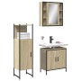 Set di Mobili da Bagno 3 pz Rovere Sonoma in Legno Multistrato