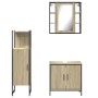 Set di Mobili da Bagno 3 pz Rovere Sonoma in Legno Multistrato