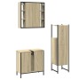 Set di Mobili da Bagno 3 pz Rovere Sonoma in Legno Multistrato