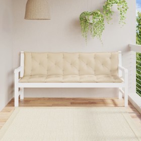 Cuscini Panca da Giardino 2pz Beige 180x50x7 cm Tessuto Oxford