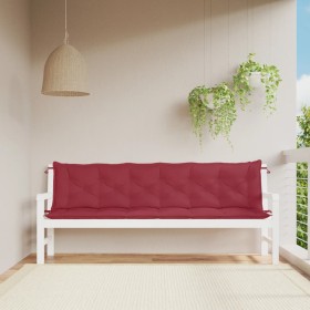 Cuscini per Panca 2 pz Rosso Vino 200x50x7 cm in Tessuto Oxford