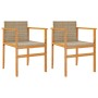 Sedie Giardino con Cuscini 2 pz Beige Polyrattan Legno Massello