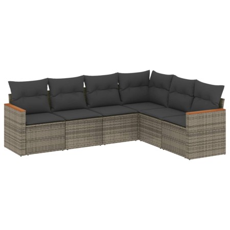 Set Divano da Giardino 6 pz con Cuscini Grigio in Polyrattan