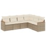 Set Divano da Giardino 6 pz con Cuscini Beige in Polyrattan