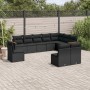 Set Divani da Giardino 10pz con Cuscini in Polyrattan Nero