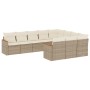 Set Divano da Giardino 10 pz con Cuscini Beige in Polyrattan