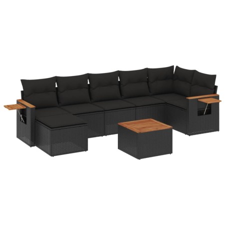 Set Divani da Giardino con Cuscini 8 pz Nero in Polyrattan