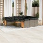 Set Divani da Giardino 11 pz con Cuscini in Polyrattan Grigio