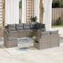 Set Divano da Giardino 8 pz con Cuscini Grigio in Polyrattan