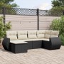 Set Divano da Giardino 6 pz con Cuscini Nero in Polyrattan