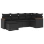 Set Divano da Giardino 6 pz con Cuscini Nero in Polyrattan