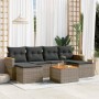 Set Divani da Giardino 7 pz con Cuscini Grigio in Polyrattan