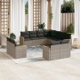 Set Divani da Giardino 11 pz con Cuscini in Polyrattan Grigio