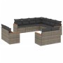 Set Divani da Giardino 11 pz con Cuscini in Polyrattan Grigio