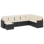 Set Divani da Giardino con Cuscini 8 pz Nero in Polyrattan