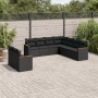 Set Divani da Giardino 9 pz con Cuscini Nero in Polyrattan