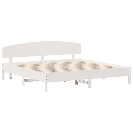 Giroletto con Testiera Bianco 200x200 cm Legno Massello di Pino