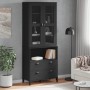 Credenza VIKEN Nera 80x40x200 cm in Legno Massello di Pino