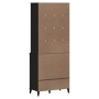 Credenza VIKEN Nera 80x40x200 cm in Legno Massello di Pino