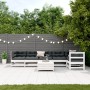 Set Salotto Giardino 7pz con Cuscini Bianco Legno Massello Pino