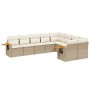 Set Divano da Giardino 9 pz con Cuscini Beige in Polyrattan