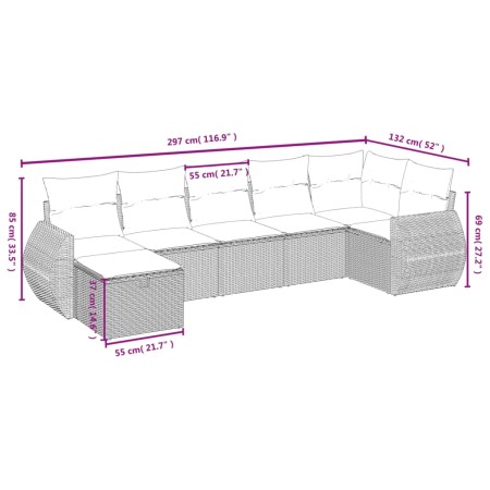 Set Divani da Giardino con Cuscini 7pz Nero Polyrattan