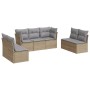 Set Divani da Giardino 7 pz con Cuscini Beige in Polyrattan